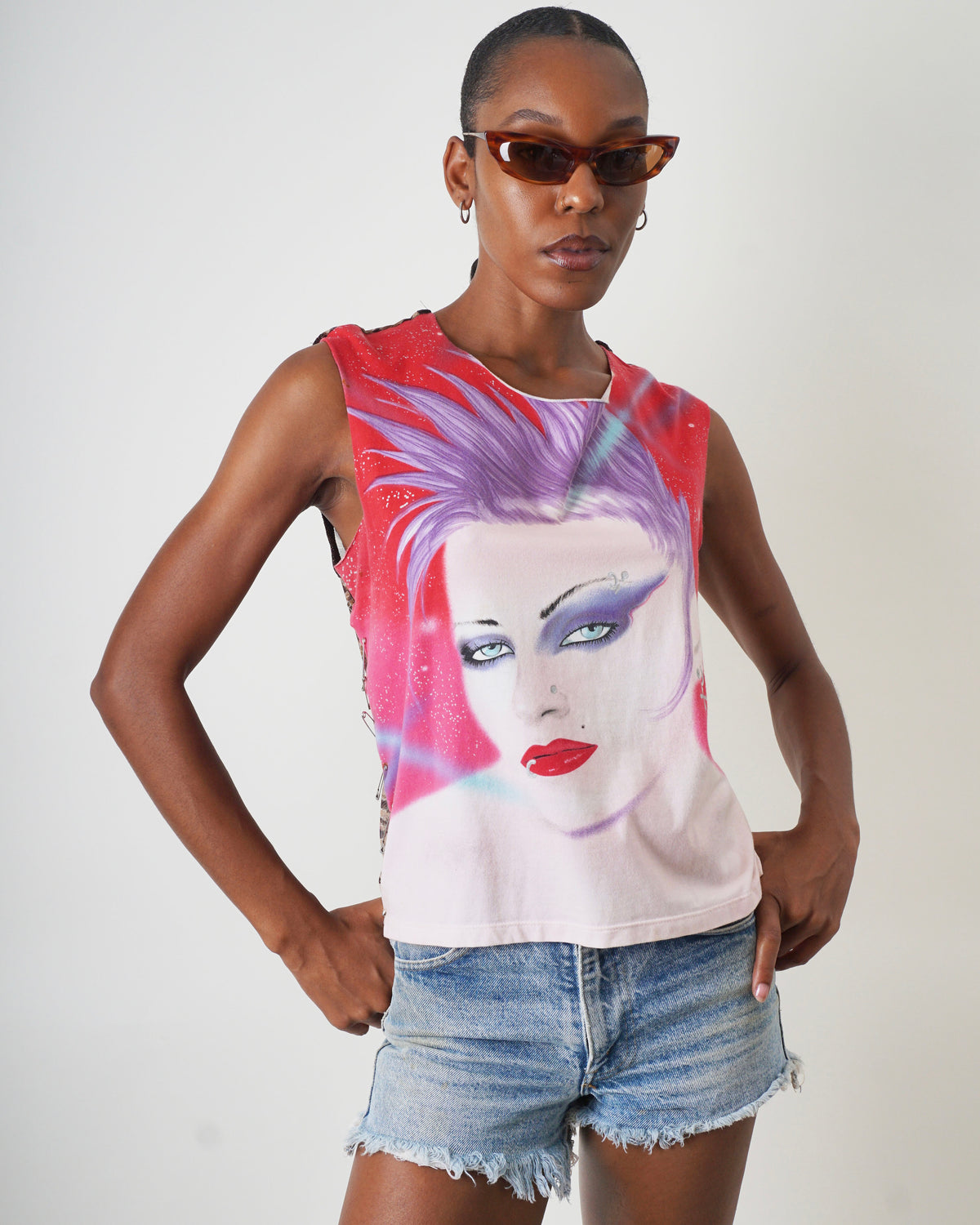 AW 2001 D&G PUNK AIRBRUSH LEOPARD SAFETY PIN TANK