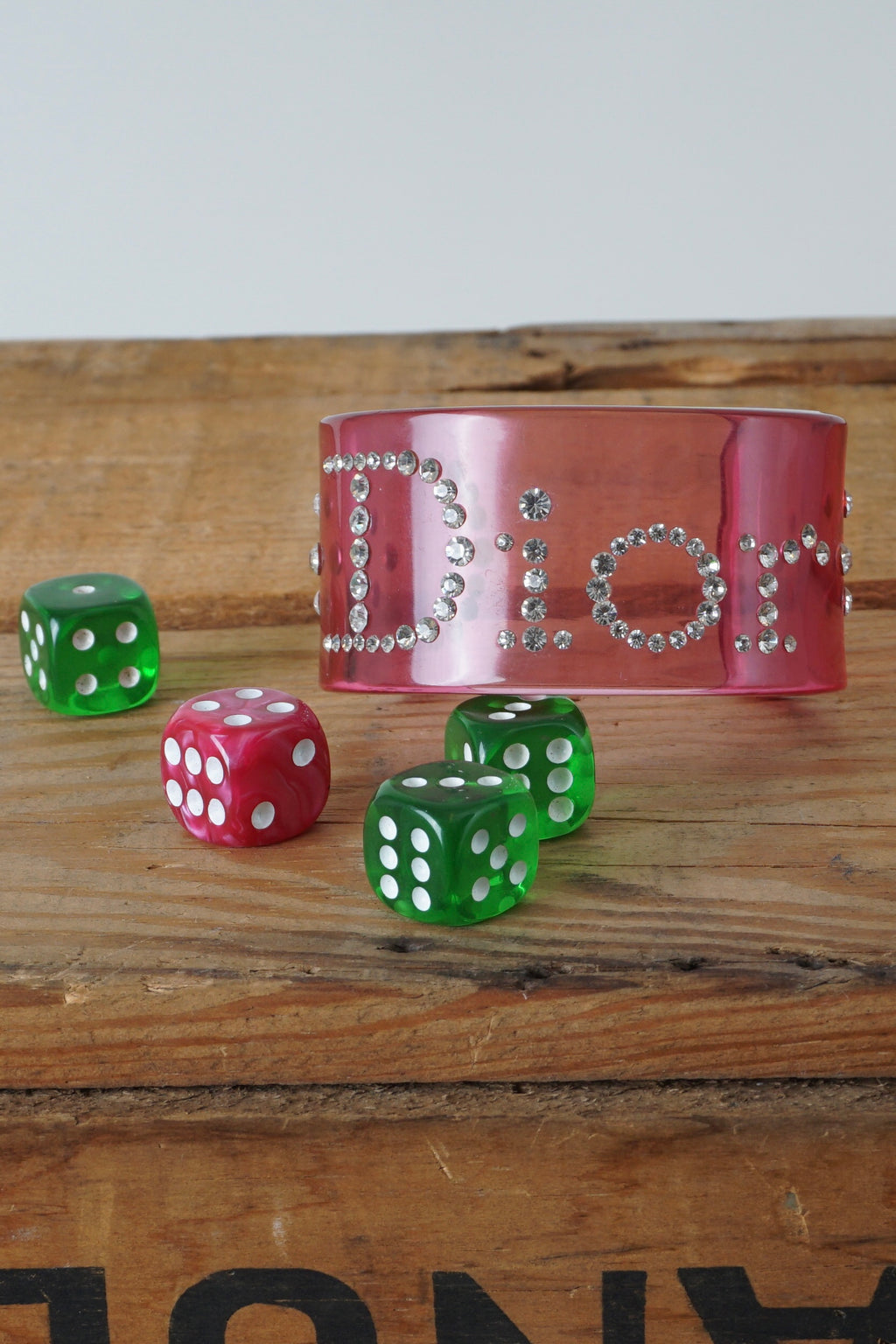 Pink Crystal Lucite Logo Cuff