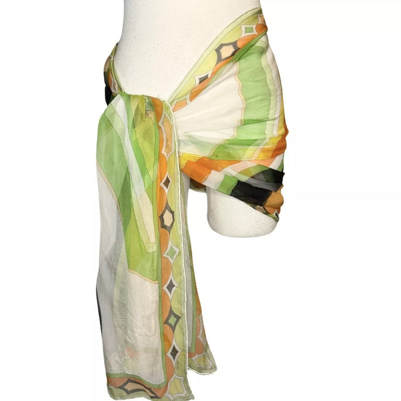 EMILIO PUCCI ALL OVER PRINT CREPE SILK LARGE SCARF WRAP