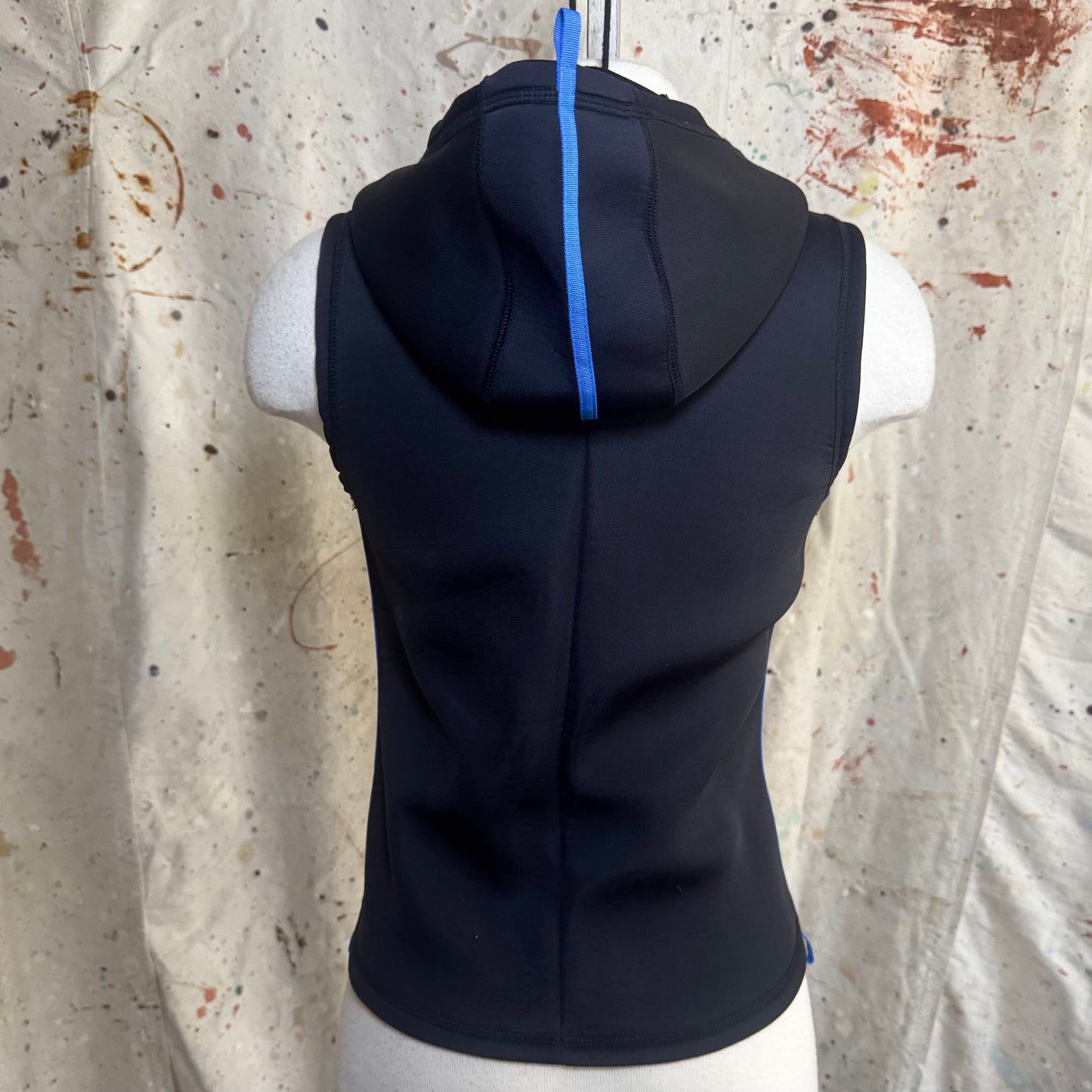 2000s VERSACE SPORT BLACK NEOPRENE ZIP HOODED VEST