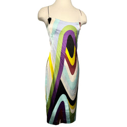 2000s PUCCI PRINT SILK SPAGHETTI STRAP DRESS