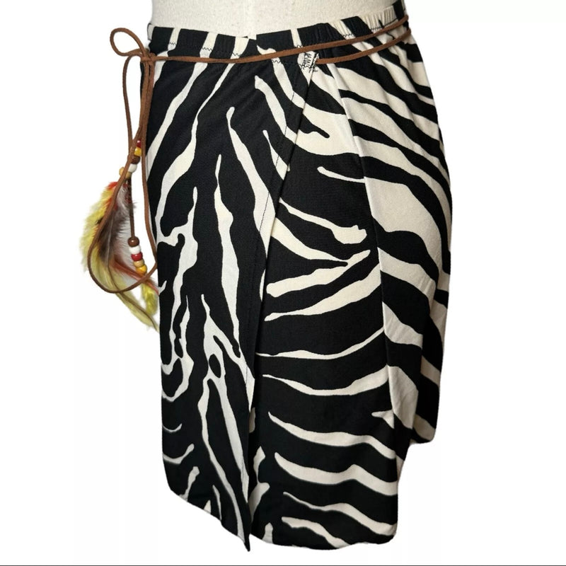 DOLCE & GABBANA 2000s ZEBRA PRINT WRAP TIE MINI SKIRT