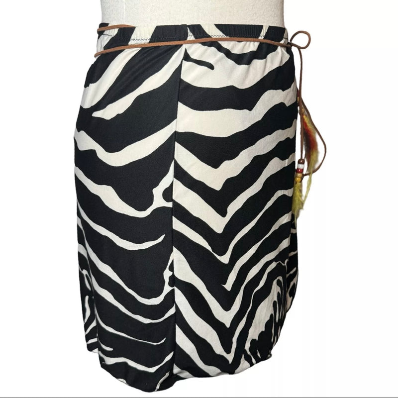 DOLCE & GABBANA 2000s ZEBRA PRINT WRAP TIE MINI SKIRT