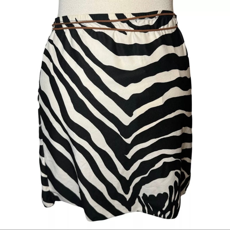 DOLCE & GABBANA 2000s ZEBRA PRINT WRAP TIE MINI SKIRT