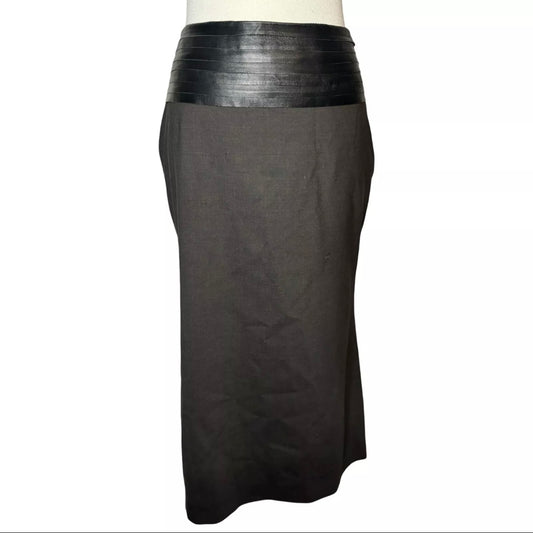 90s GIANFRANCO FERRE LEATHER PLEATED WAIST SKIRT