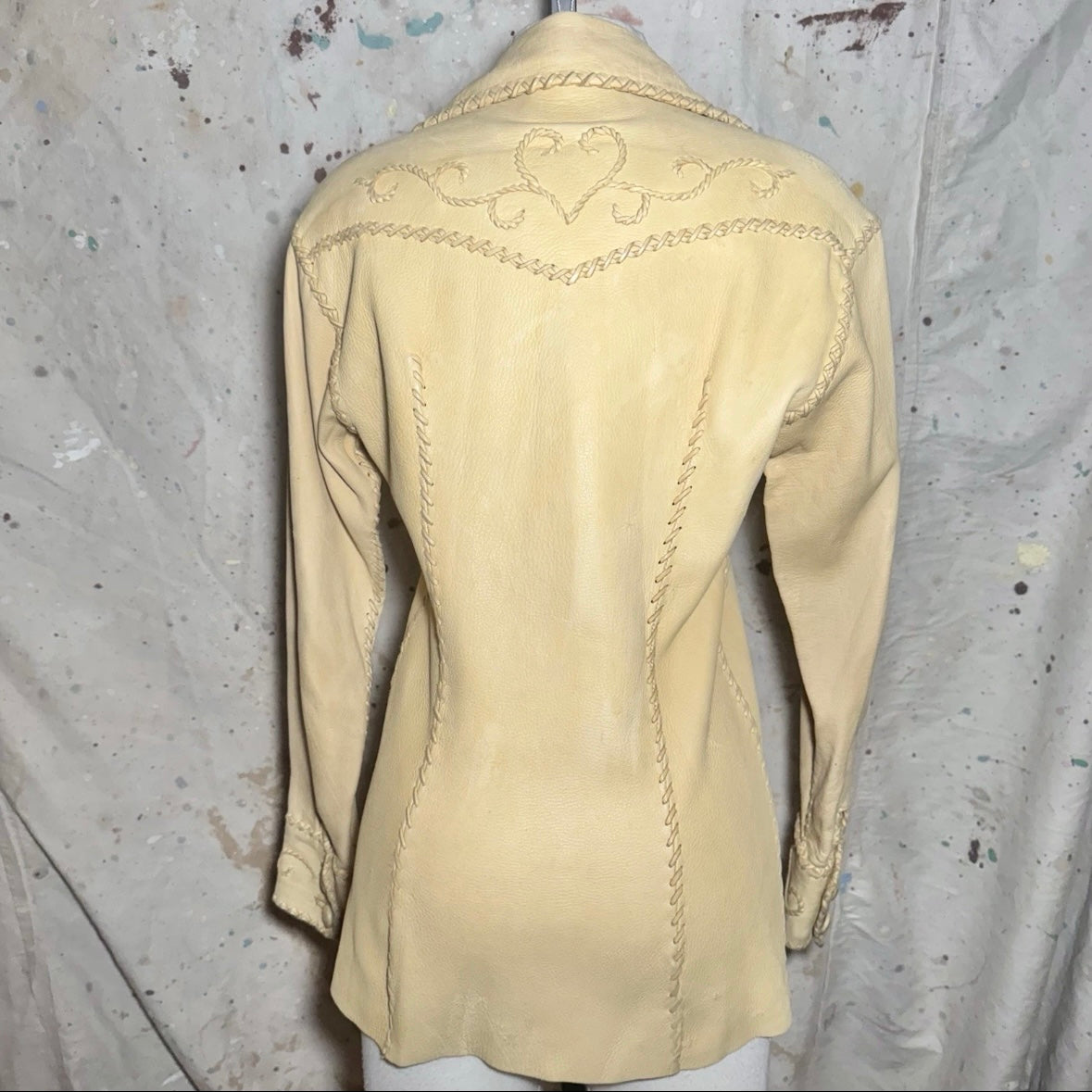 70s NORTH BEACH LEATHER TAN WHIPSTITCH DEERSKIN JACKET PITIQUITO SONORA S