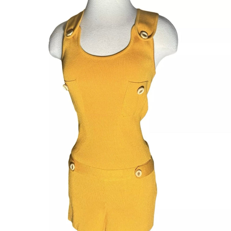 2007 CHLOE YELLOW KNIT JUMPSUIT BUTTON ROMPER