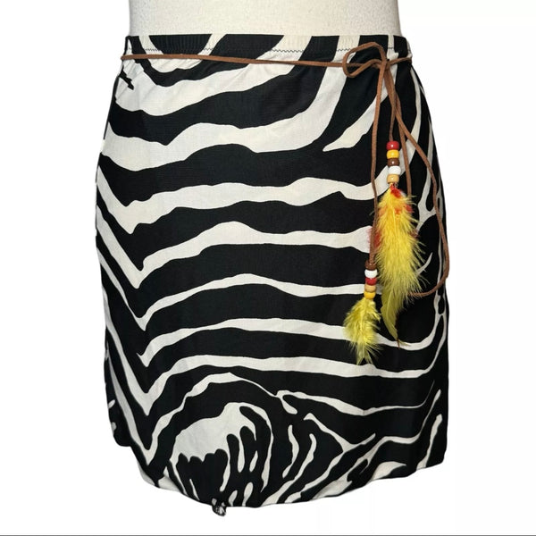 DOLCE & GABBANA 2000s ZEBRA PRINT WRAP TIE MINI SKIRT