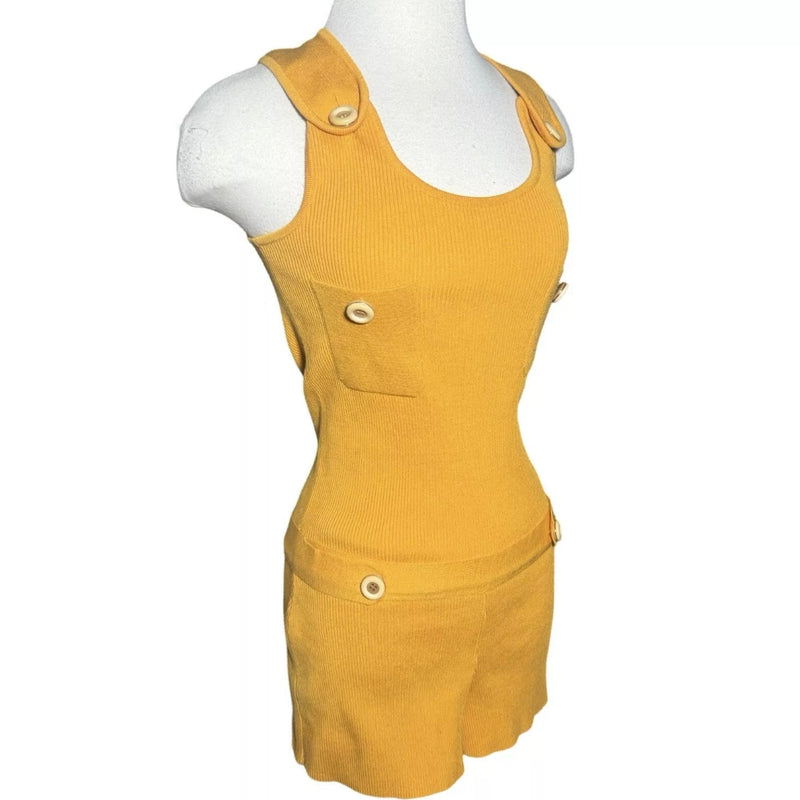 2007 CHLOE YELLOW KNIT JUMPSUIT BUTTON ROMPER