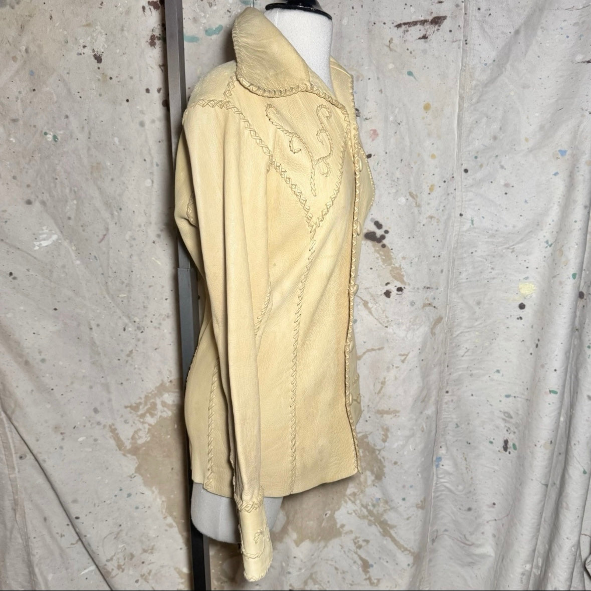 70s NORTH BEACH LEATHER TAN WHIPSTITCH DEERSKIN JACKET PITIQUITO SONORA S