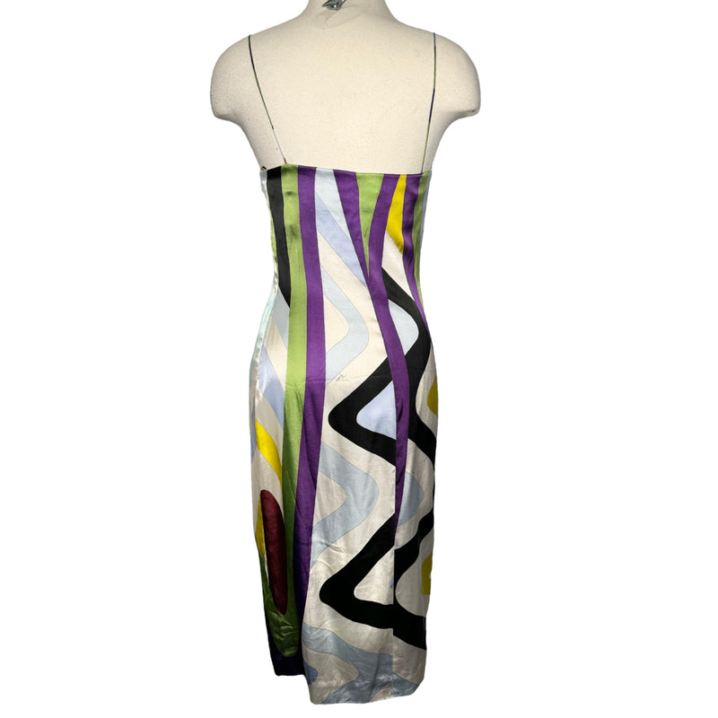 2000s PUCCI PRINT SILK SPAGHETTI STRAP DRESS