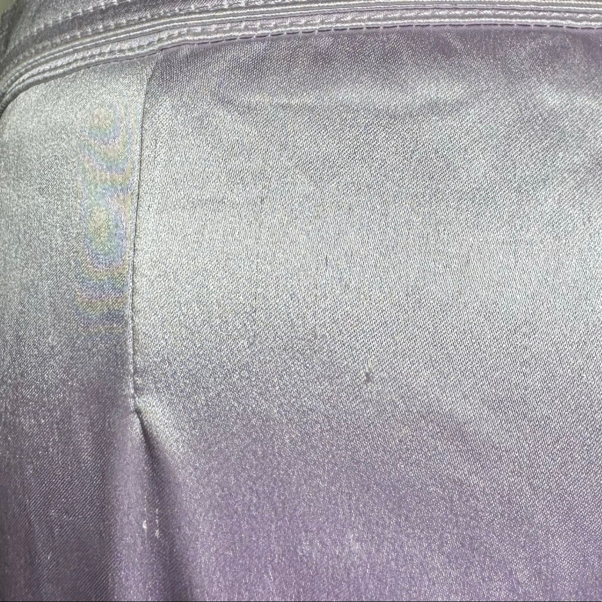 2000s DOLCE & GABBANA D&G PURPLE LAVENDER SATIN BUTTON ACCENT LOW RISE TROUSERS