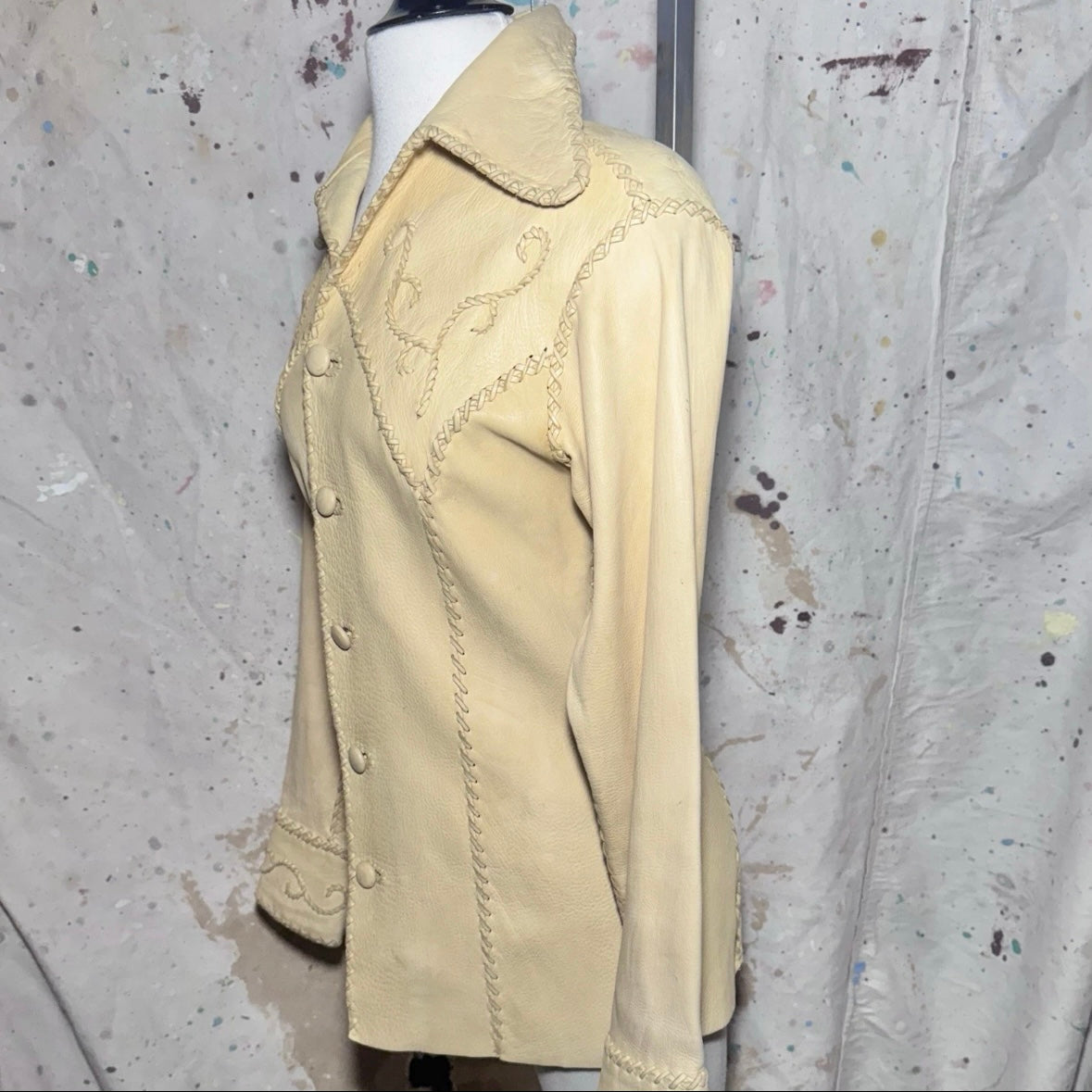 70s NORTH BEACH LEATHER TAN WHIPSTITCH DEERSKIN JACKET PITIQUITO SONORA S