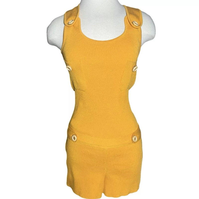 2007 CHLOE YELLOW KNIT JUMPSUIT BUTTON ROMPER