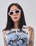 90's Gucci White Oval Side Logo Sunglasses
