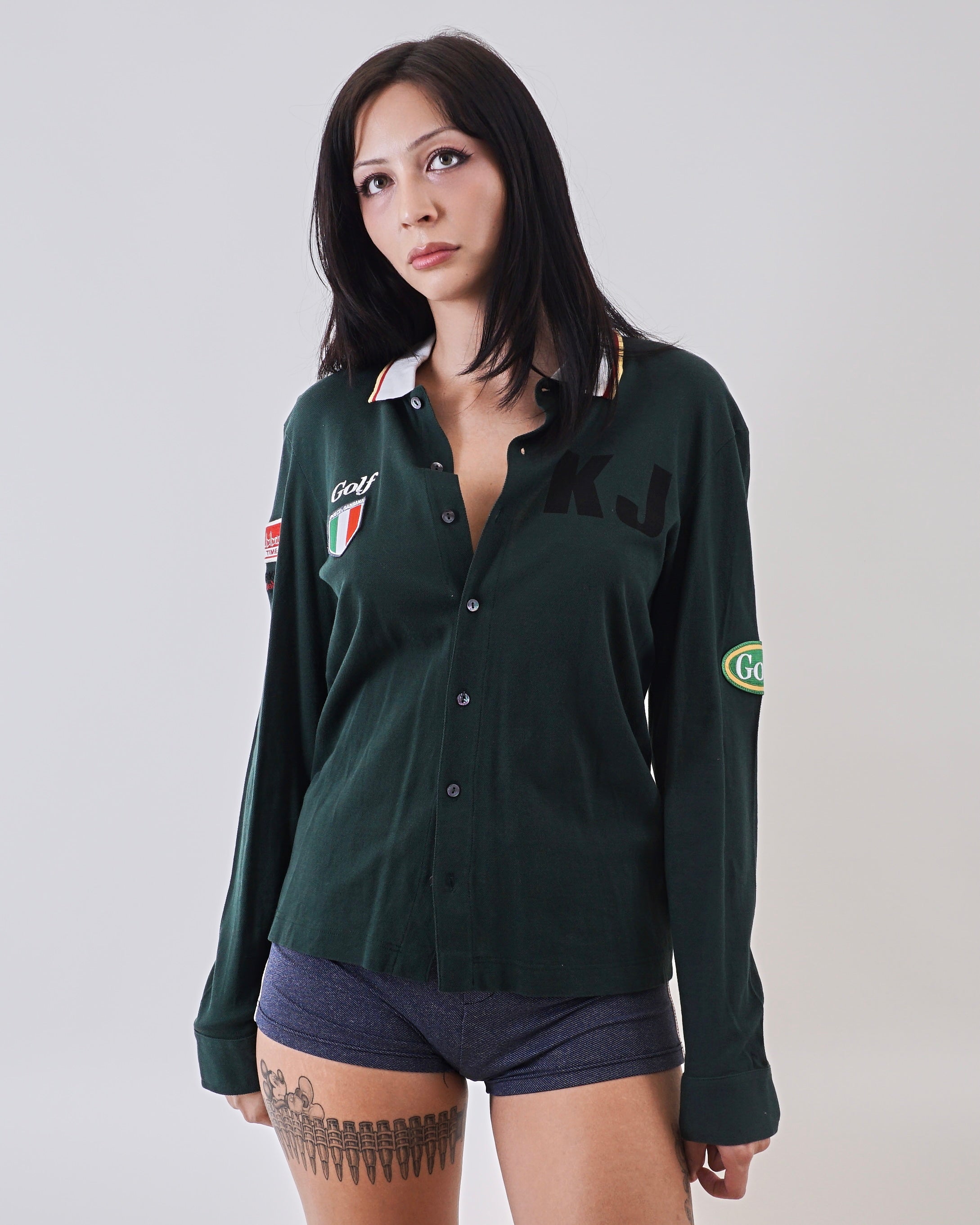 Dolce & Gabbana Golf Patch Button Up Polo