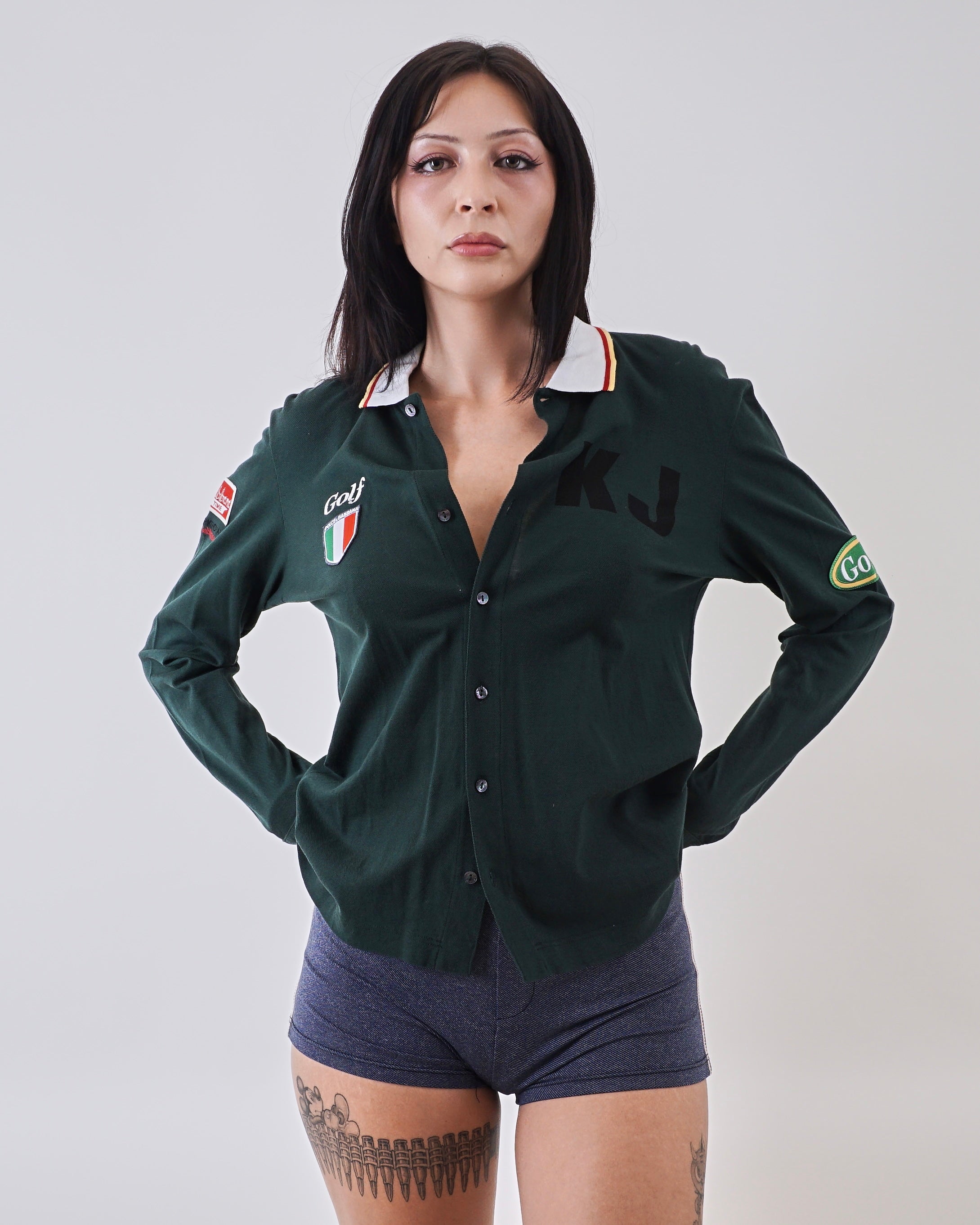 Dolce & Gabbana Golf Patch Button Up Polo