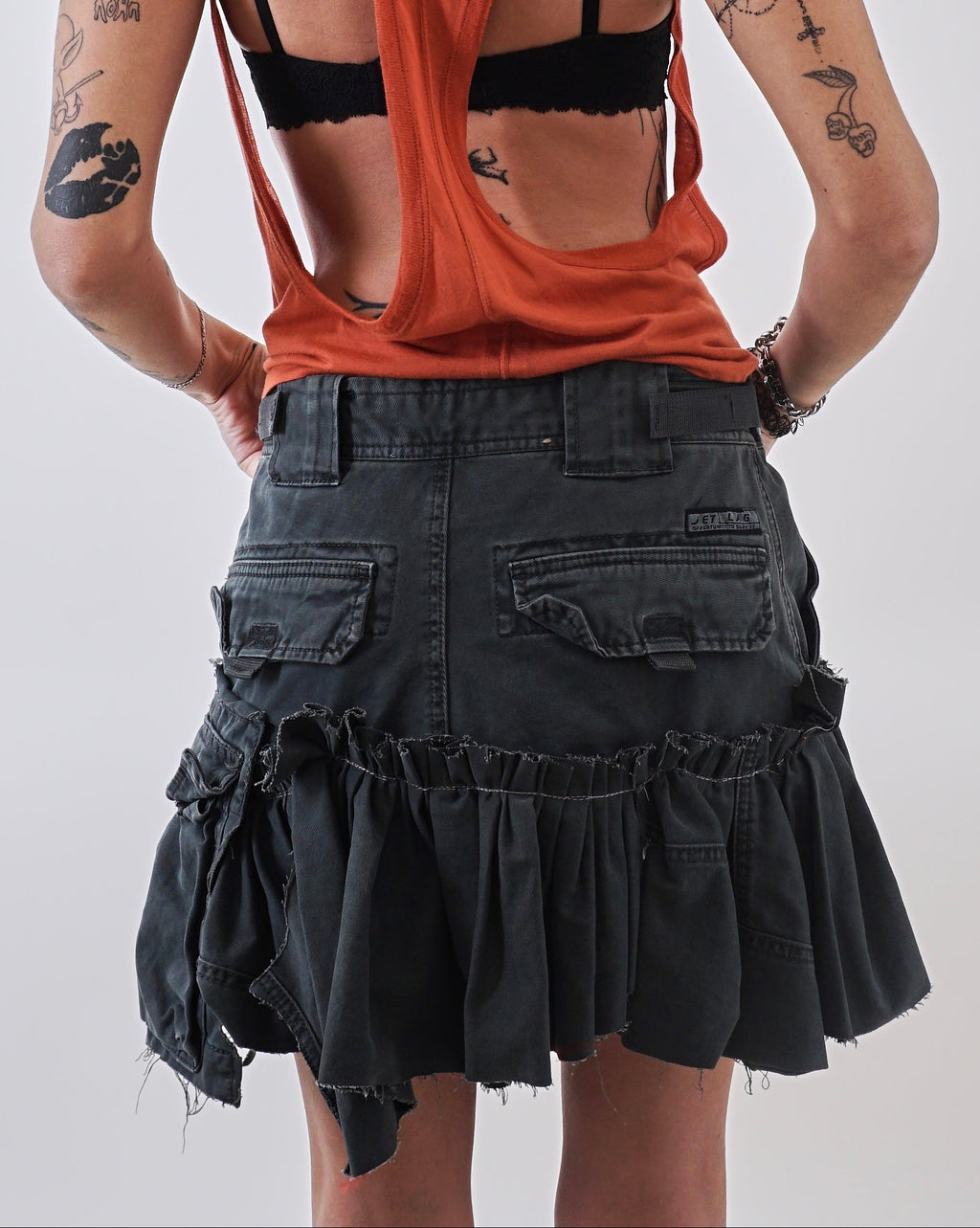 90's Gray Raver Jet Lag Cargo Skirt