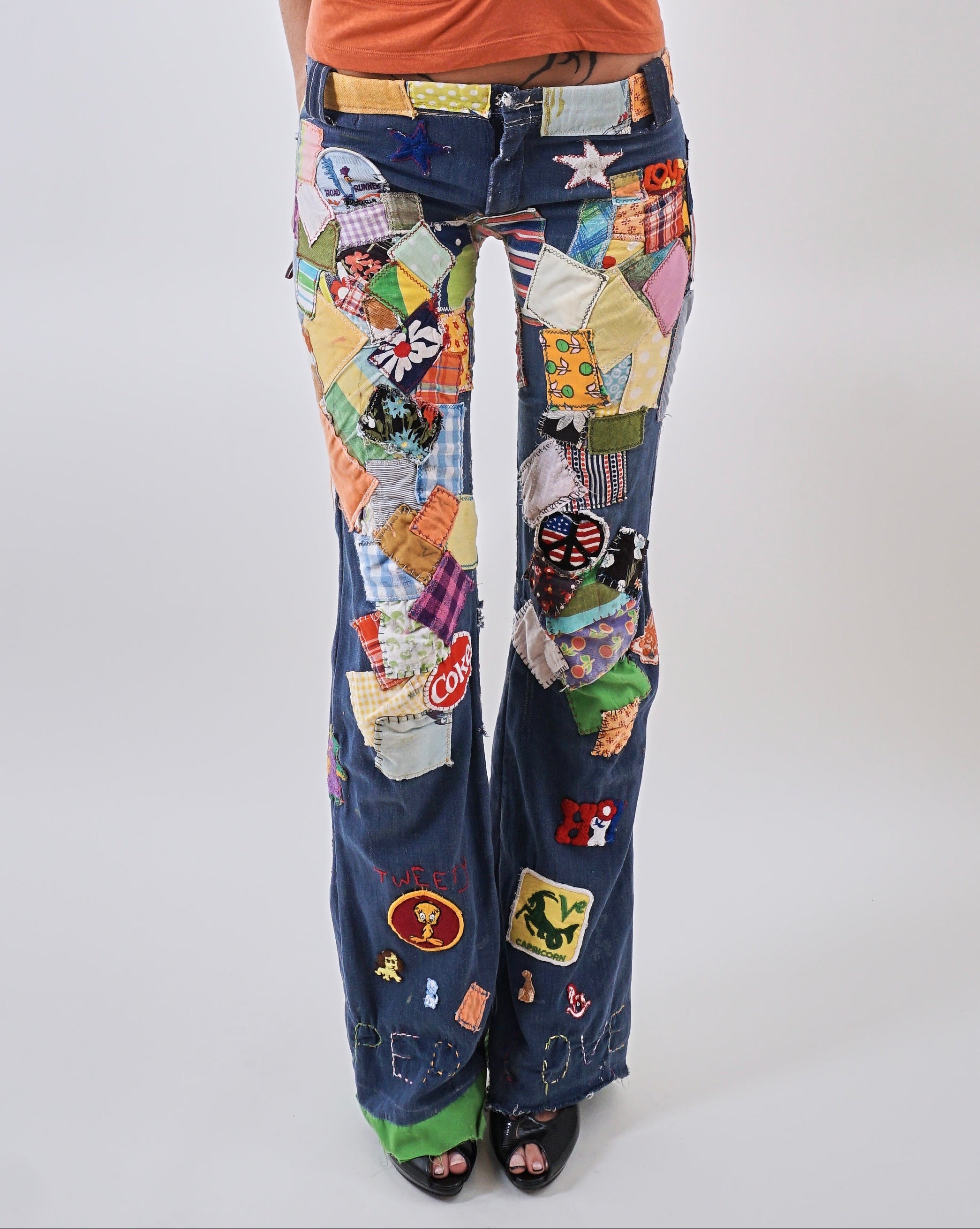 1970s Low Rise Patchwork Pants