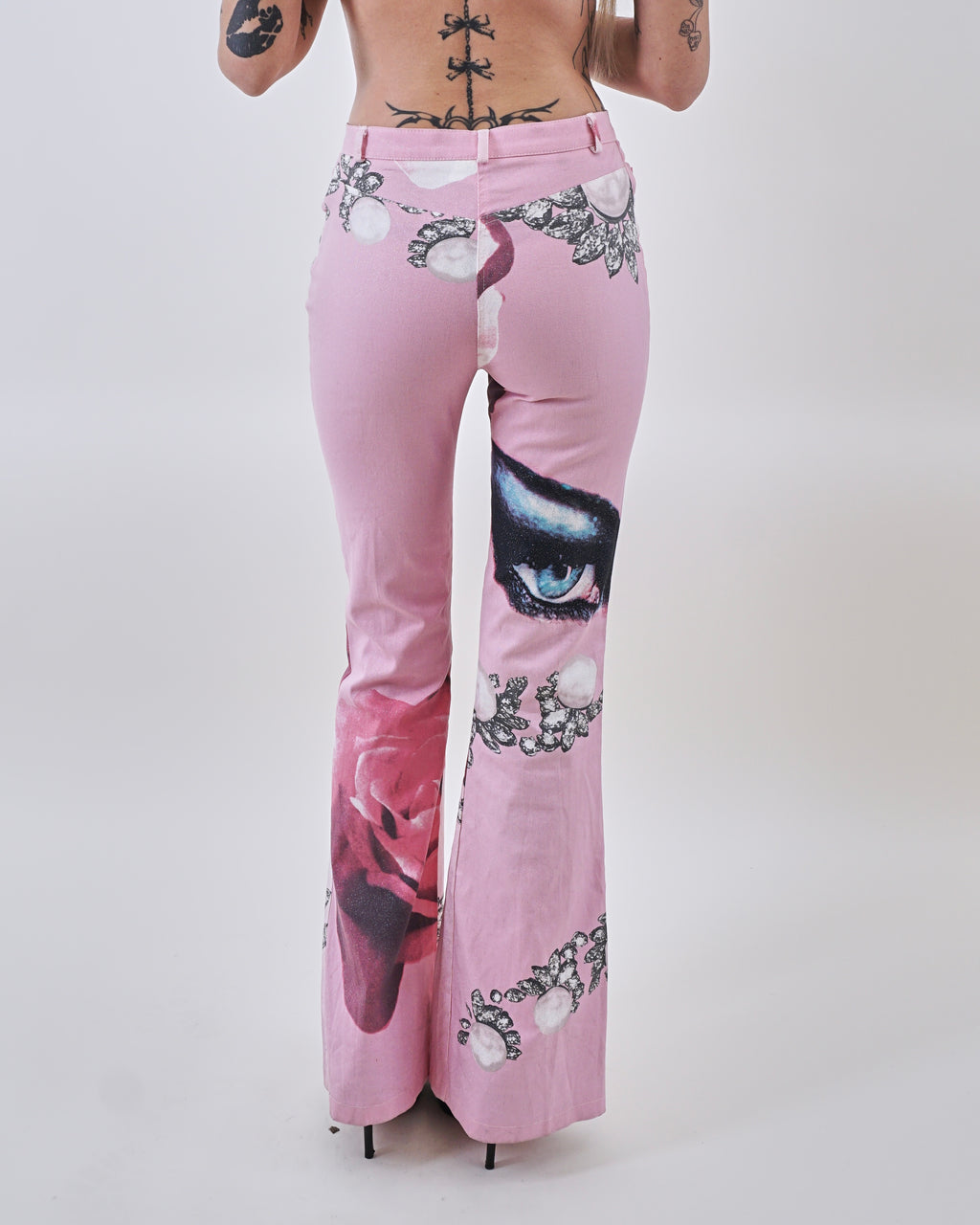 2000s Pink glitter Pearl Eye Italian Designer Pants