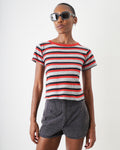 1950s Red Black Gray Striped Baby Tee