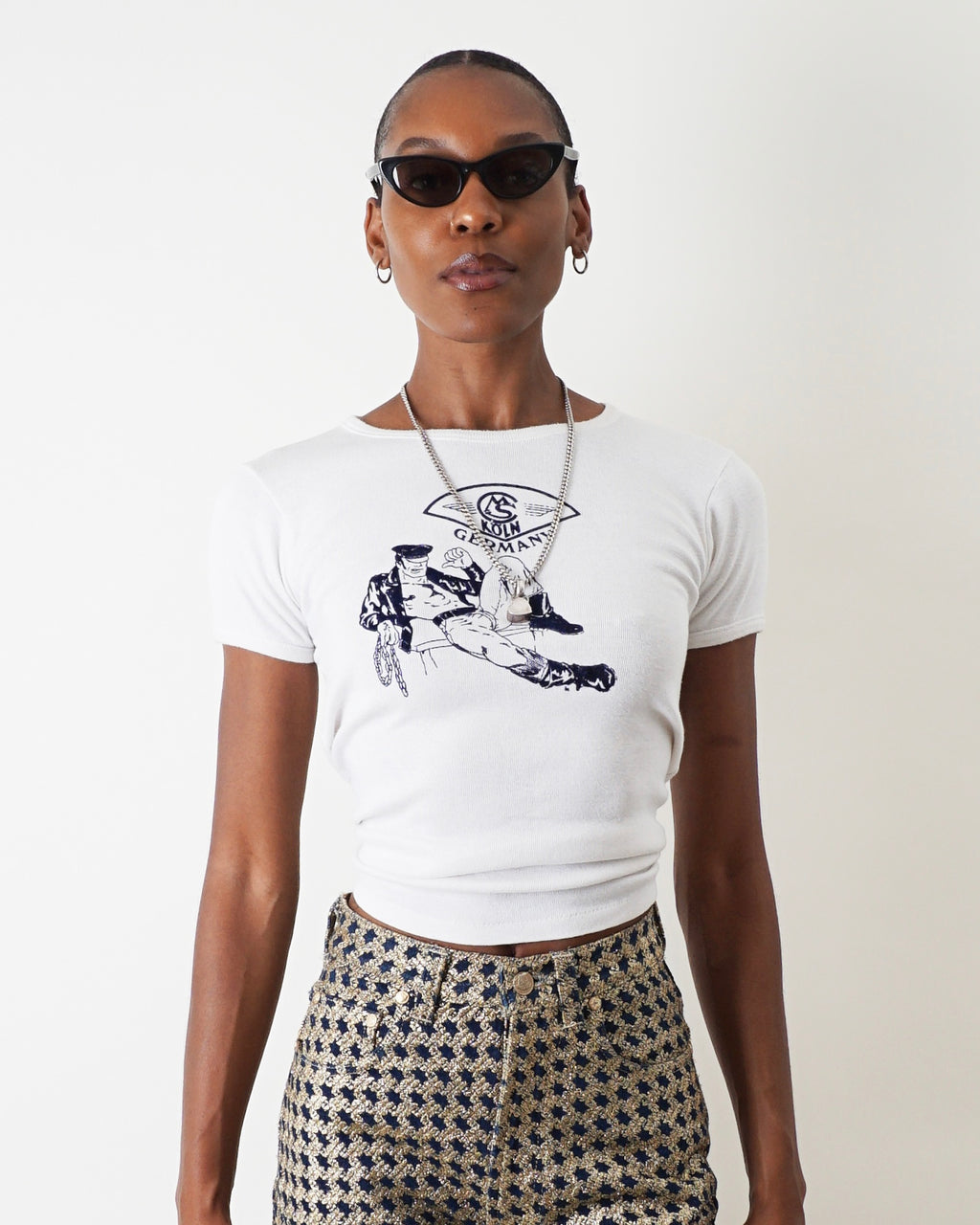 1970s Leather Daddy Koln Germany Euro Flocked Tee