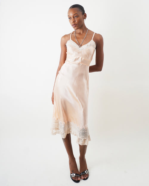 1940's Peach Bias Cut Slip Dress