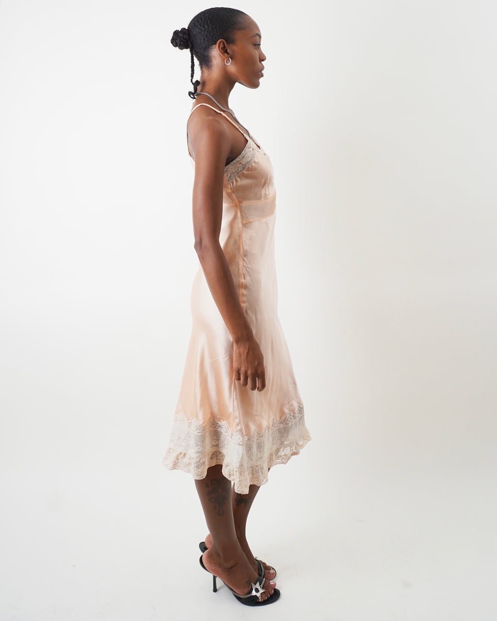 1940's Peach Bias Cut Slip Dress