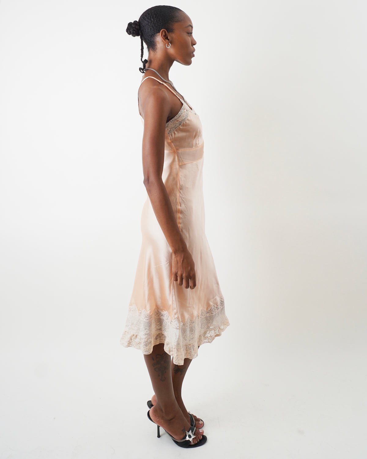 1940's Peach Bias Cut Slip Dress