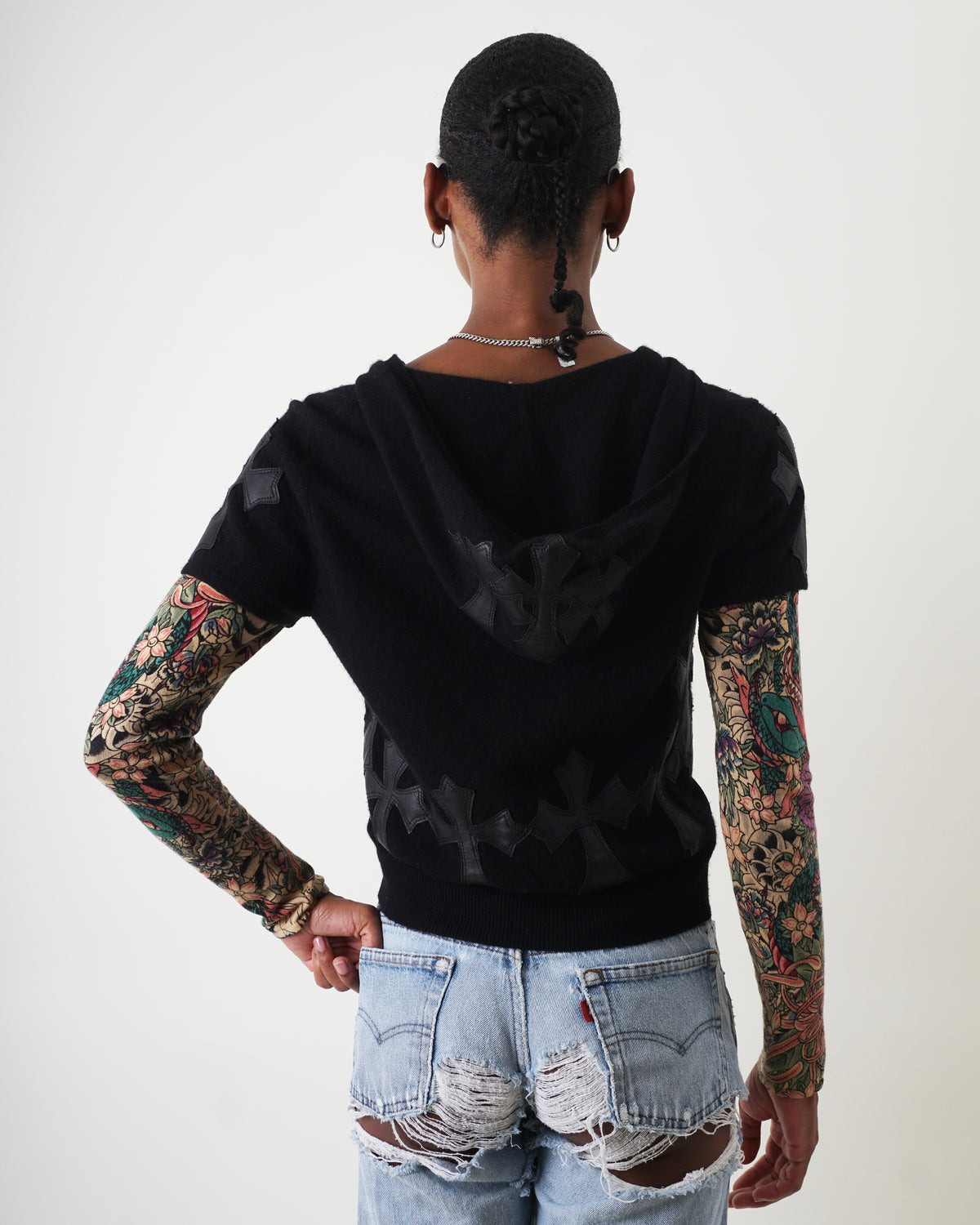 A&G Tattoo Sleeve Cashmere Cross Hoodie