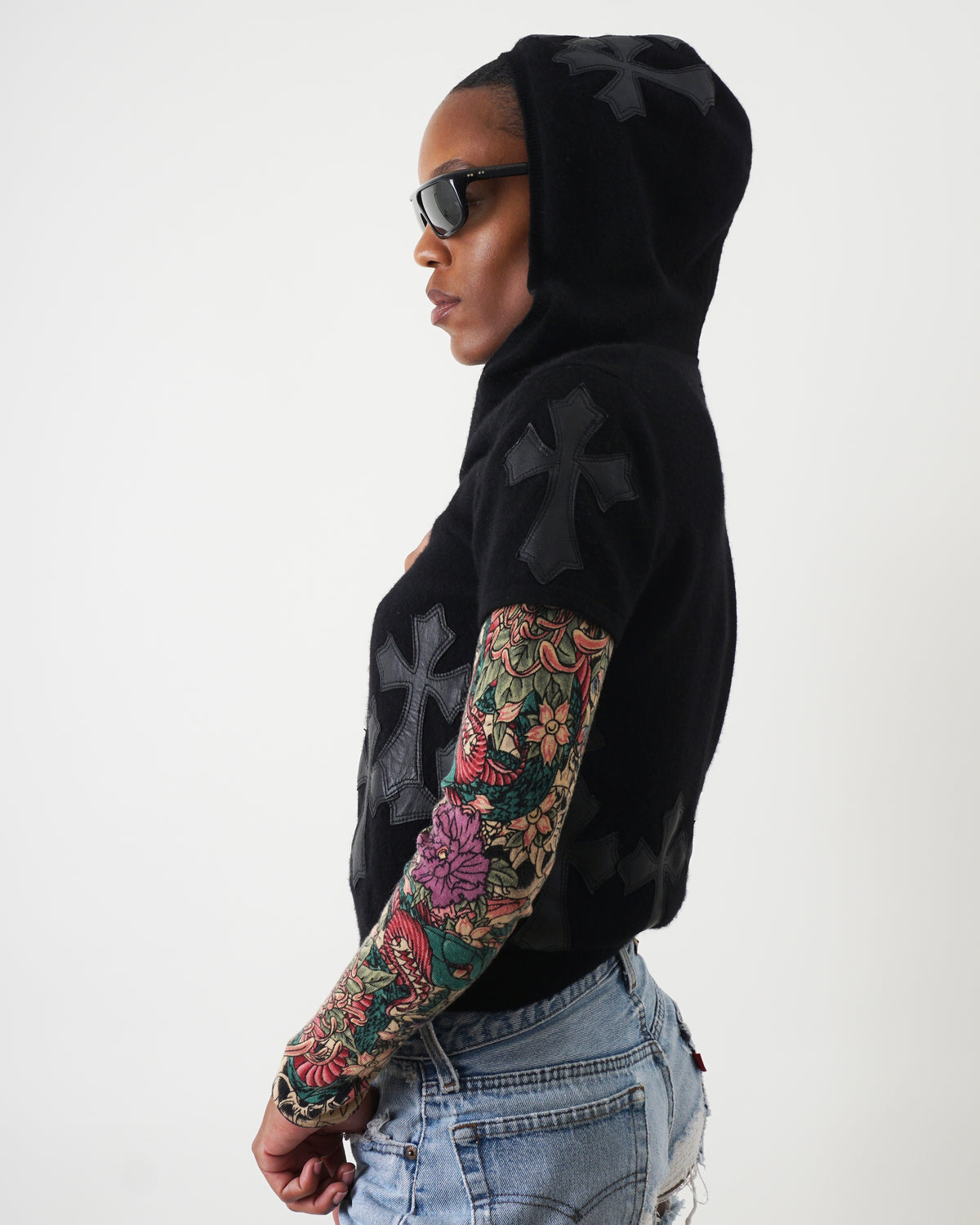 A&G Tattoo Sleeve Cashmere Cross Hoodie