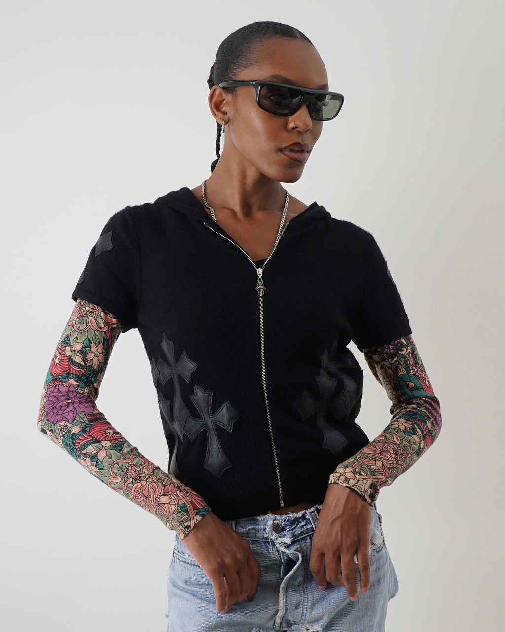 A&G Tattoo Sleeve Cashmere Cross Hoodie