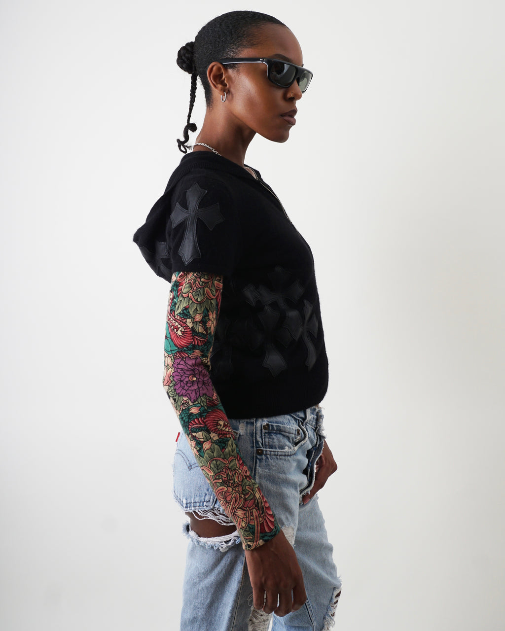 A&G Tattoo Sleeve Cashmere Cross Hoodie