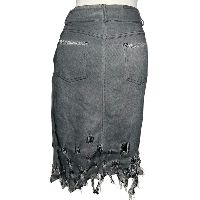 90s ROBERTA SCARPA ITALY DISTRESSED DENIM BELT SKIRT