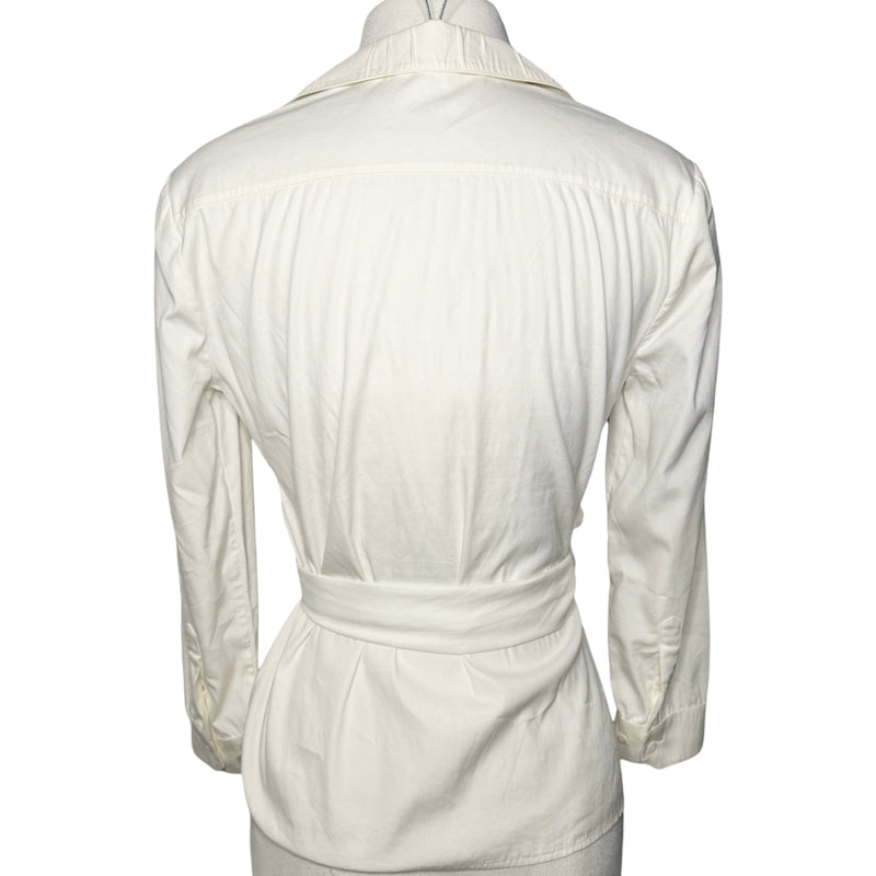 GUCCI TOM FORD ERA WHITE COLLARED HORSEBIT WRAP SHIRT