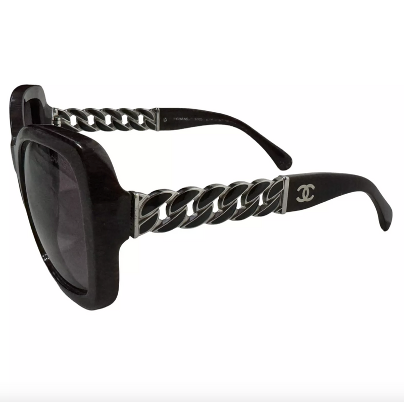 CHANEL OVERSIZED LOGO CHAINLINK SUNGLASSES PURPLE 5305