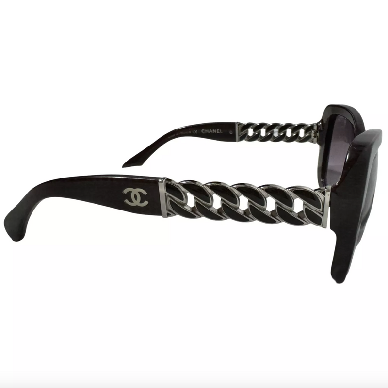 CHANEL OVERSIZED LOGO CHAINLINK SUNGLASSES PURPLE 5305