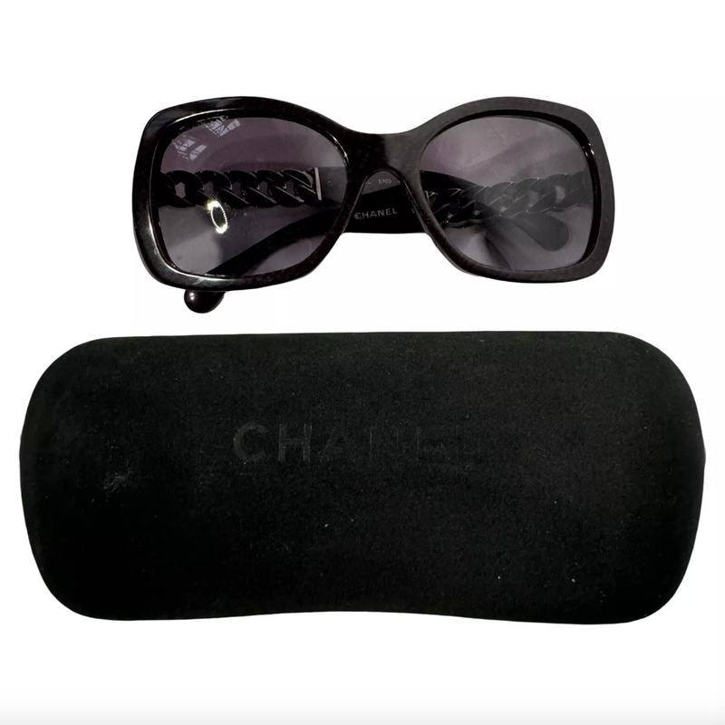 CHANEL OVERSIZED LOGO CHAINLINK SUNGLASSES PURPLE 5305