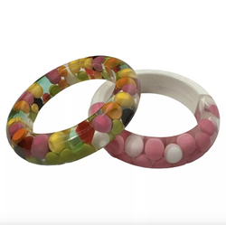 60s SOBRAL LUCITE INJECTED BUBBLE BRACELETs BANGLES SET OF 2