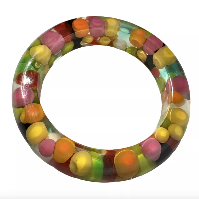 60s SOBRAL LUCITE INJECTED BUBBLE BRACELETs BANGLES SET OF 2