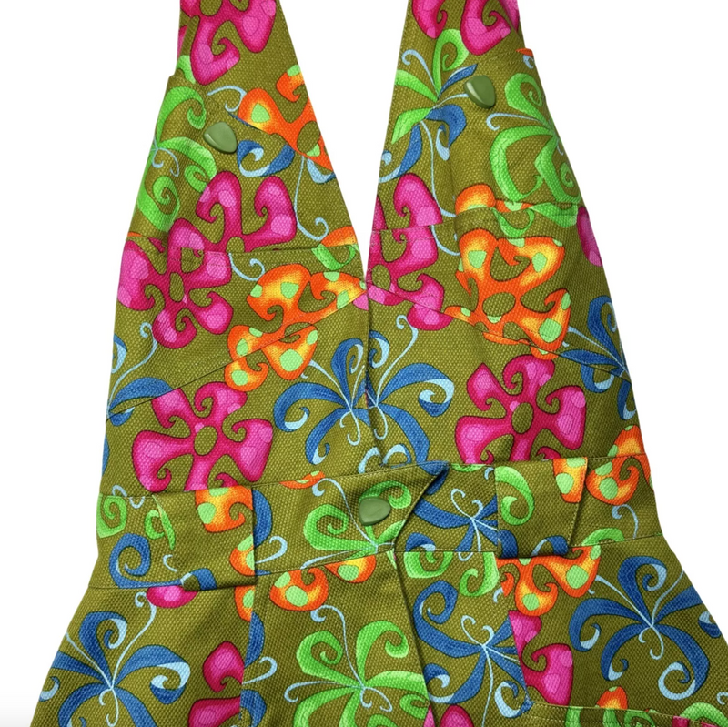 THIERRY MUGLER PSYCHEDELIC FLORAL PRINT HALTER TOP