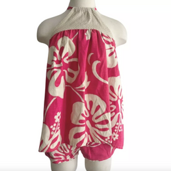 1960s PINK HAWAIIAN 2PC HALTER TOP AND HOT SHORTS