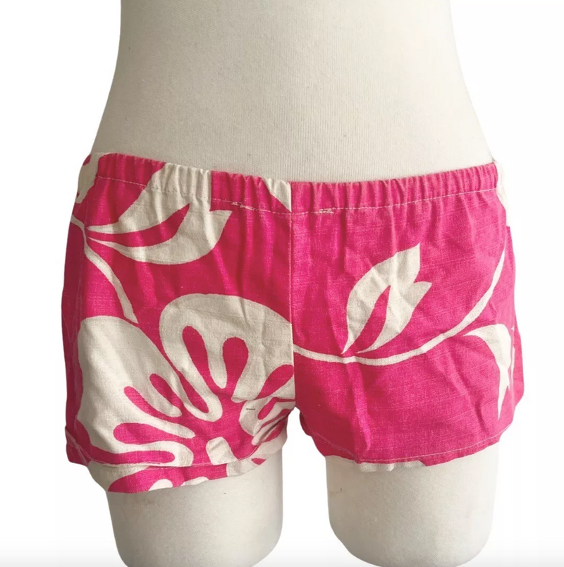 1960s PINK HAWAIIAN 2PC HALTER TOP AND HOT SHORTS