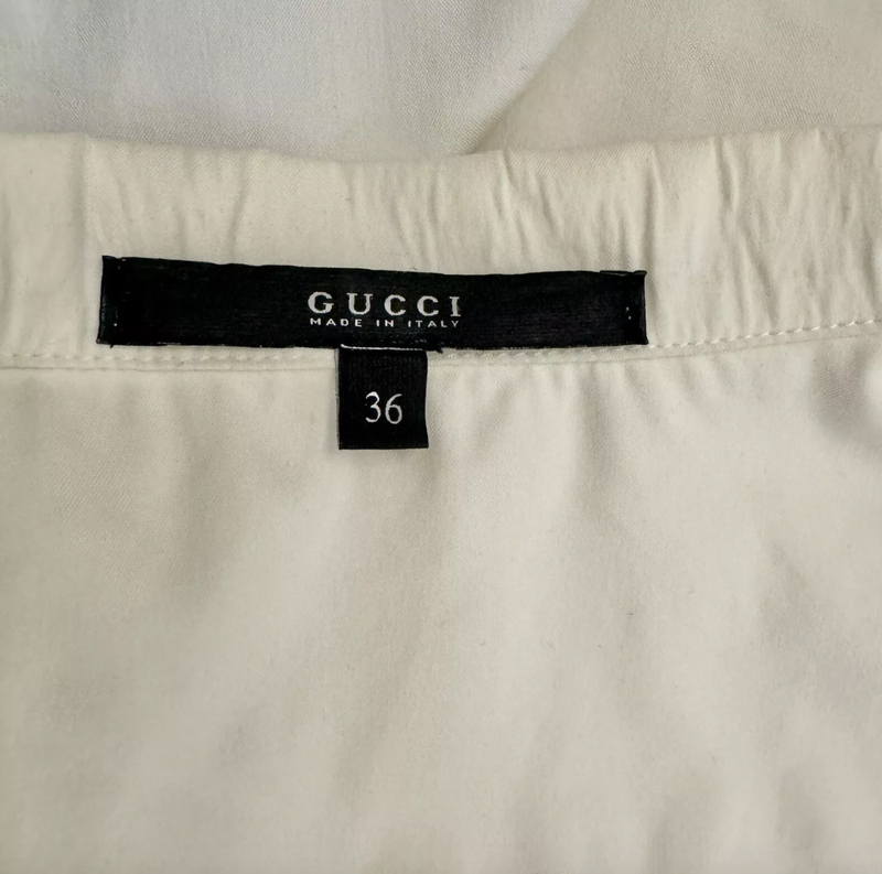 GUCCI TOM FORD ERA WHITE COLLARED HORSEBIT WRAP SHIRT