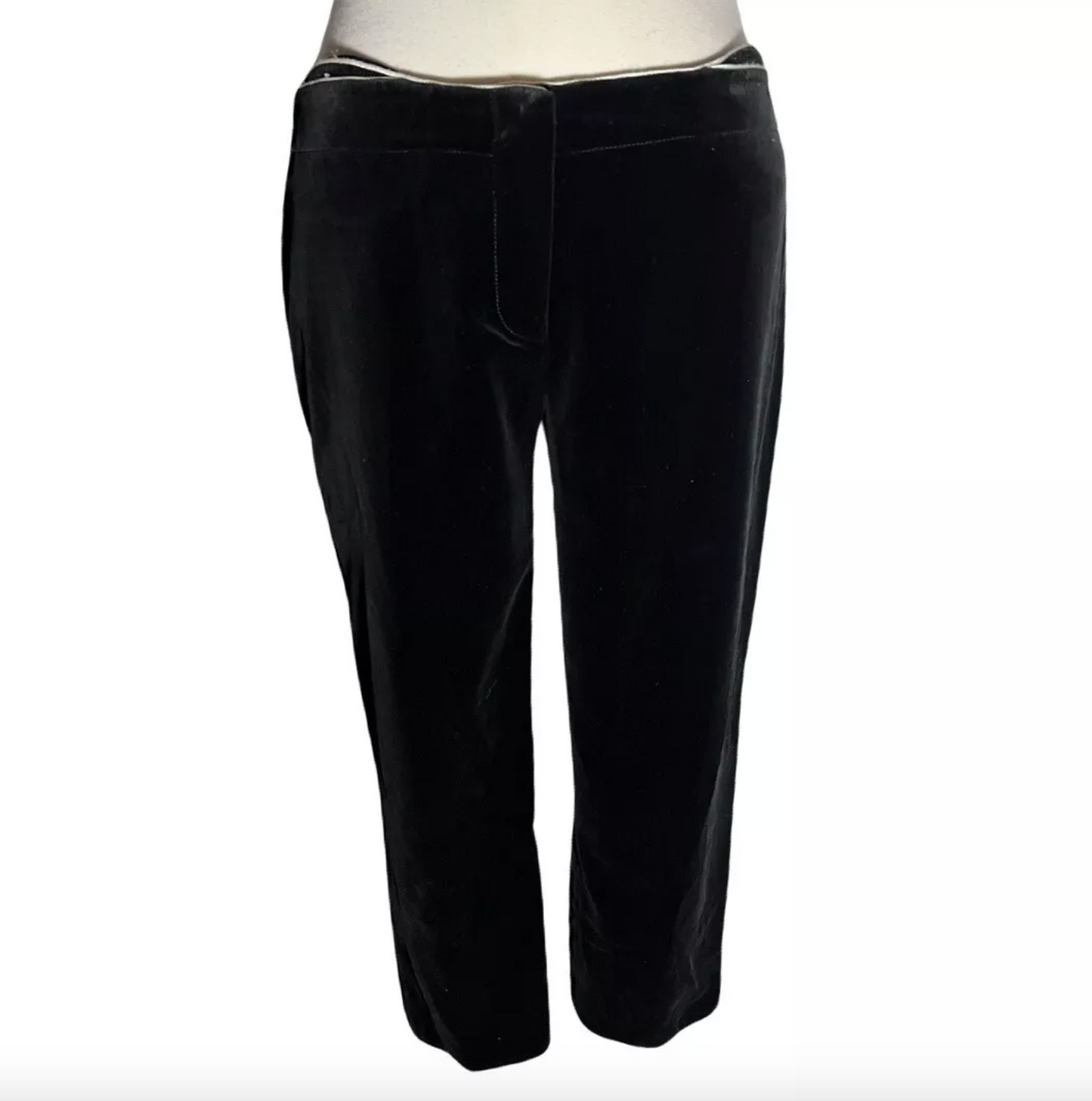 ALEXANDER MCQUEEN VELVET & SILK PIPING CROPPED CAPRI PANTS