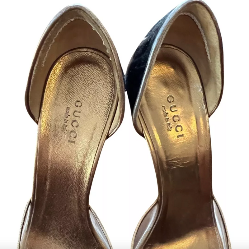 2005 TOM FOR FOR GUCCI ERA SPLIT TOE CLEAR / BLACK HEELS PUMPS - 7