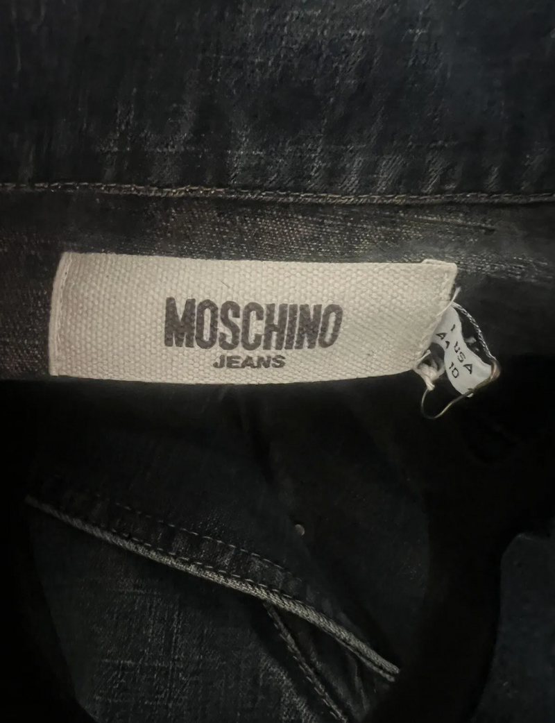 MOSCHINO STAR MILITARY STYLE DENIM TRENCH COAT