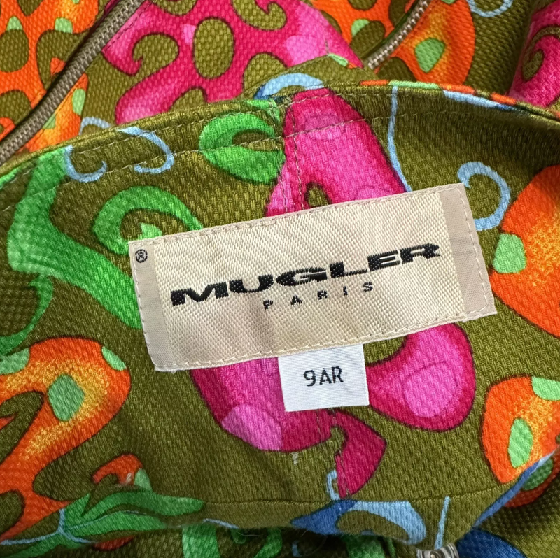 THIERRY MUGLER PSYCHEDELIC FLORAL PRINT HALTER TOP