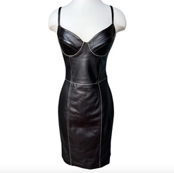 90s GIULIANA TESO LAMBSKIN LEATHER BUSTIER DRESS