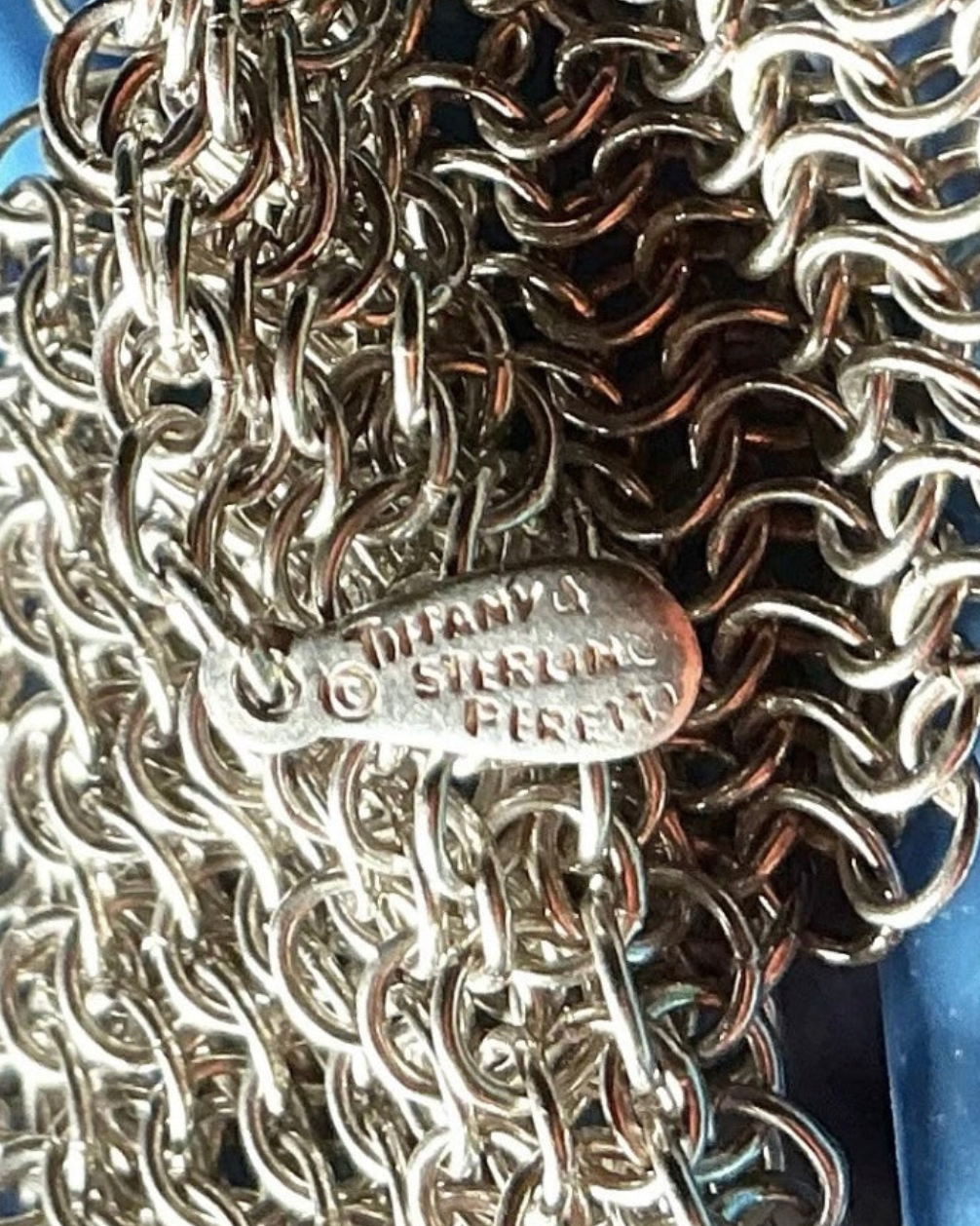 1970s ELSA PERETTI TIE CHAIN MESH NECKLACE 925 STERLING